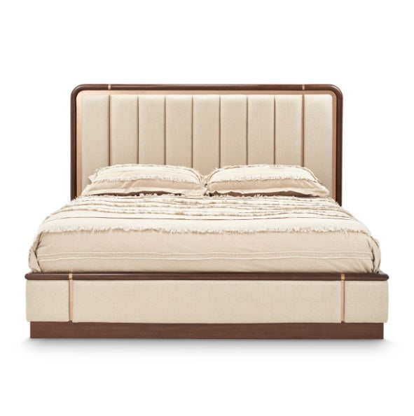 AICO Furniture Mason Park Queen Channel Tufted Bed in Umber - Bargain Furniture (Detroit, MI)