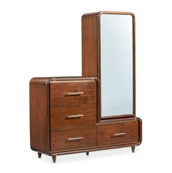 AICO Furniture Mason Park Offset Chest with Storage Mirror in Umber - Bargain Furniture (Detroit, MI)