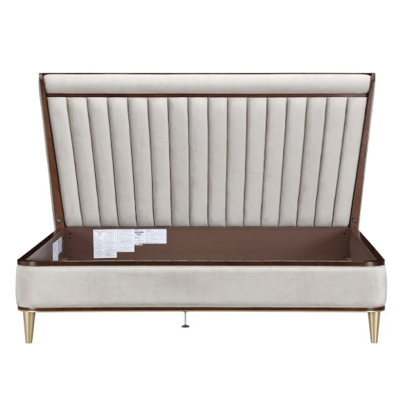 AICO Furniture Houston King Channel Tufted Bed in Walnut - Bargain Furniture (Detroit, MI)
