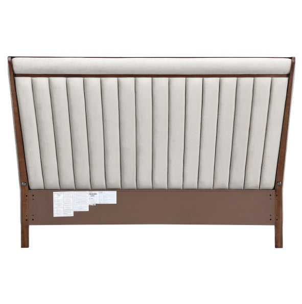AICO Furniture Houston King Channel Tufted Bed in Walnut - Bargain Furniture (Detroit, MI)