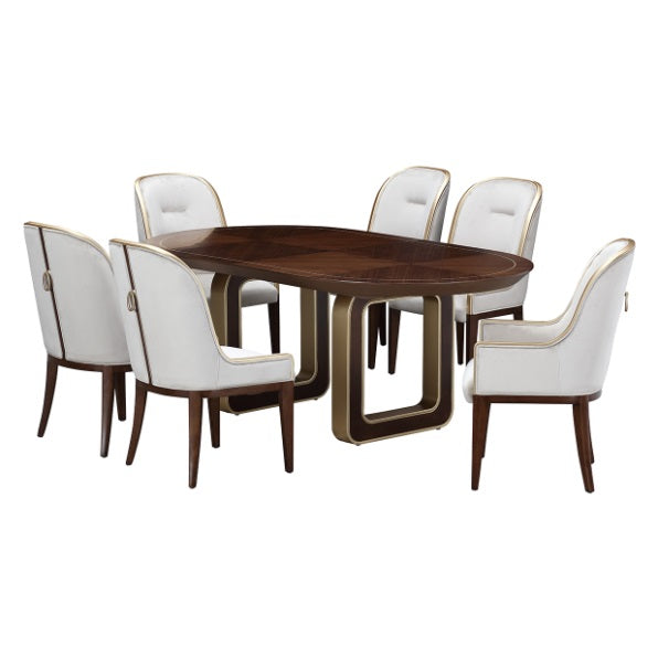 AICO Furniture Houston Oval Dining Table in Walnut - Bargain Furniture (Detroit, MI)