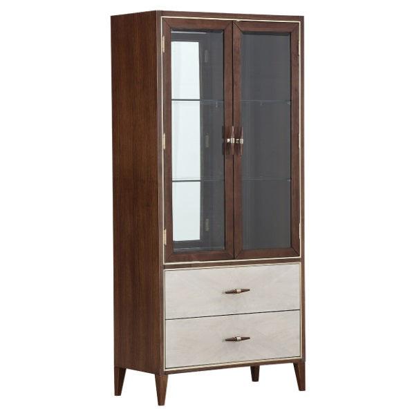 AICO Furniture Houston Display Cabinet in Walnut - Bargain Furniture (Detroit, MI)