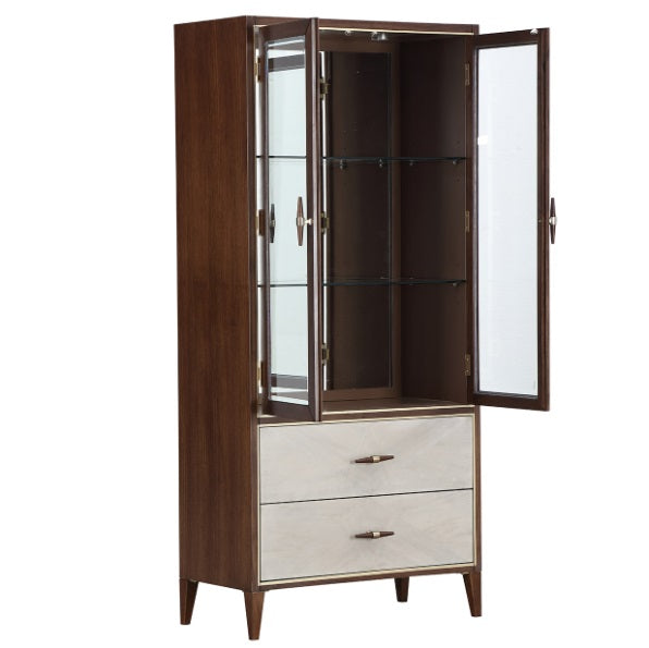 AICO Furniture Houston Display Cabinet in Walnut - Bargain Furniture (Detroit, MI)