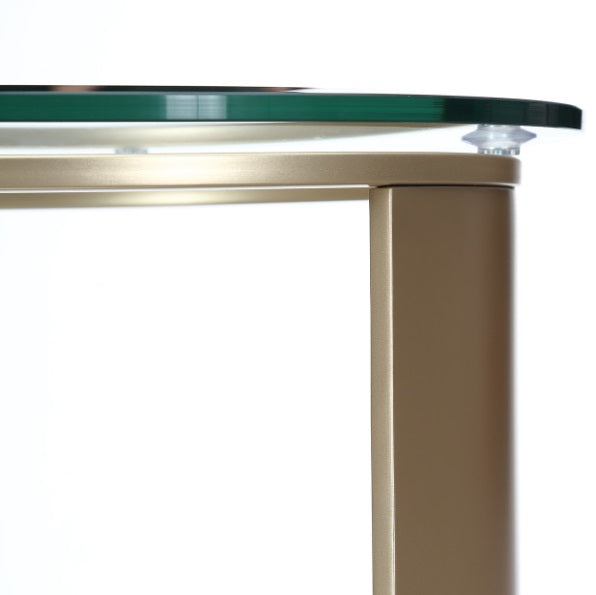 AICO Furniture Houston Chairside Table in Brushed Gold - Bargain Furniture (Detroit, MI)