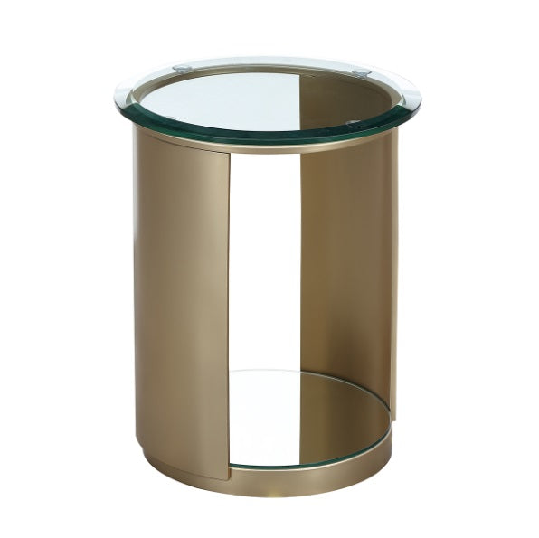 AICO Furniture Houston Chairside Table in Brushed Gold - Bargain Furniture (Detroit, MI)