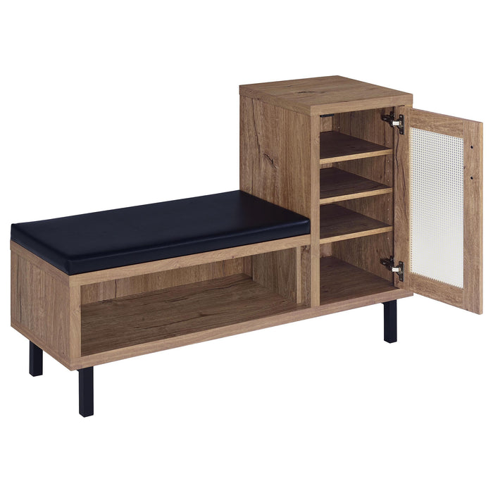 Teller 1-door Entryway Shoe Storage Cabinet Natural Oak - Bargain Furniture (Detroit, MI)