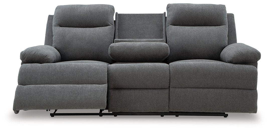 Side-Swipe Reclining Sofa with Drop Down Table - Bargain Furniture (Detroit, MI)