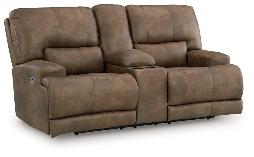 Beckley Place Power Reclining Loveseat with Console - Bargain Furniture (Detroit, MI)