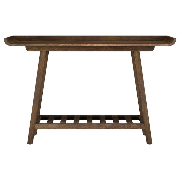 Ornelas 46-inch Console Table with Slatted Shelf Mango Brown - Bargain Furniture (Detroit, MI)