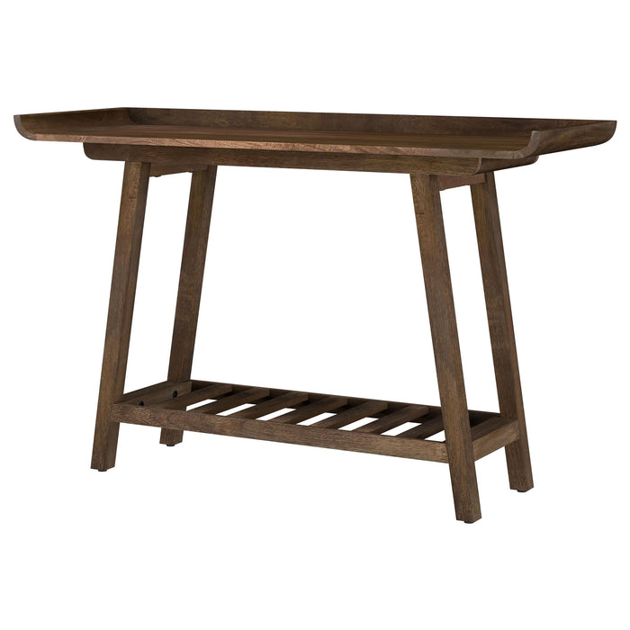 Ornelas 46-inch Console Table with Slatted Shelf Mango Brown - Bargain Furniture (Detroit, MI)
