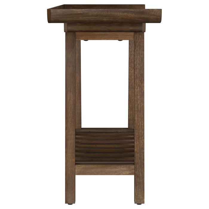 Ornelas 46-inch Console Table with Slatted Shelf Mango Brown - Bargain Furniture (Detroit, MI)