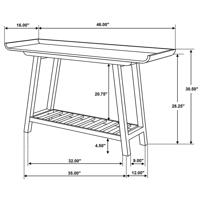 Ornelas 46-inch Console Table with Slatted Shelf Mango Brown - Bargain Furniture (Detroit, MI)