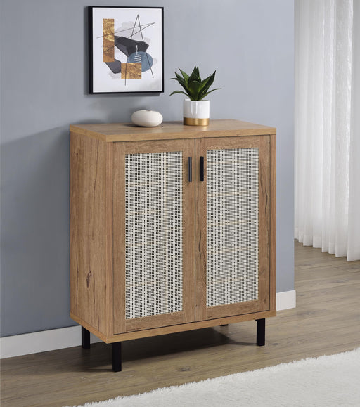 Teller 2-door Shoe Storage Cabinet Natural Oak - Bargain Furniture (Detroit, MI)