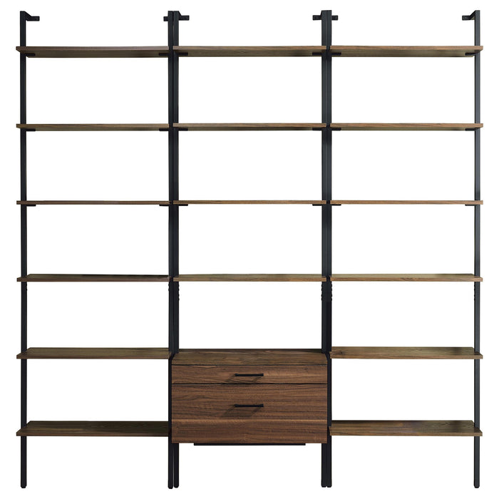 Owens 3-piece 96-inch Wall Mounted Bookshelf Set Walnut - Bargain Furniture (Detroit, MI)