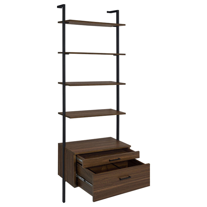 Owens 3-piece 96-inch Wall Mounted Bookshelf Set Walnut - Bargain Furniture (Detroit, MI)