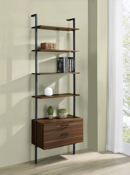 Owens 96-inch 4-shelf Storage Wall Bookshelf Walnut - Bargain Furniture (Detroit, MI)