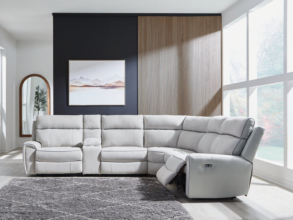Social Pointe Reclining Sectional with Storage Console - Bargain Furniture (Detroit, MI)