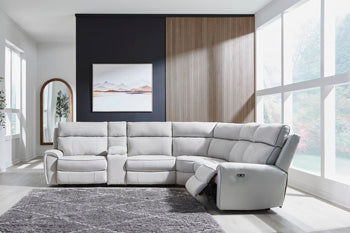 Social Pointe Reclining Sectional with Storage Console - Bargain Furniture (Detroit, MI)