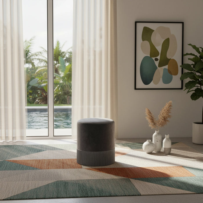 Teddy Grey Velvet Ottoman/Stool