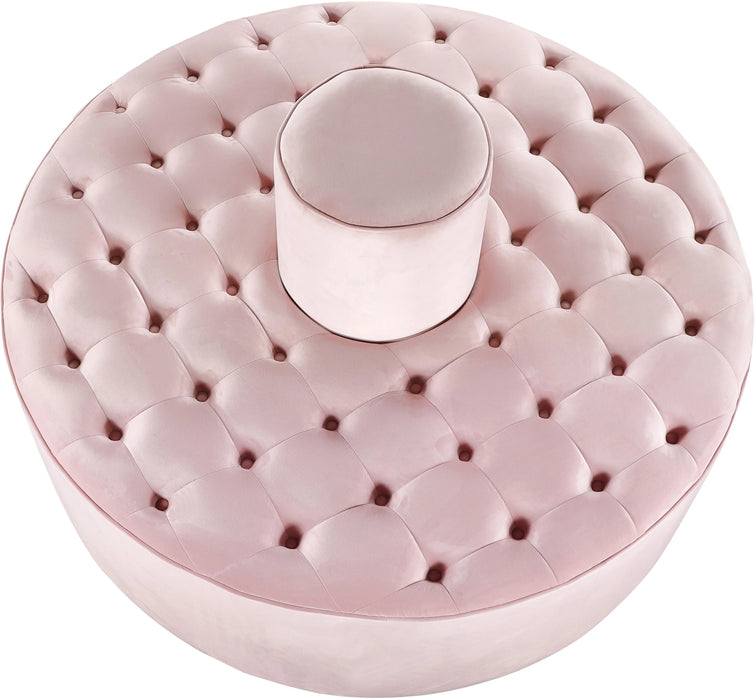 Banquet Pink Velvet Ottoman/Bench