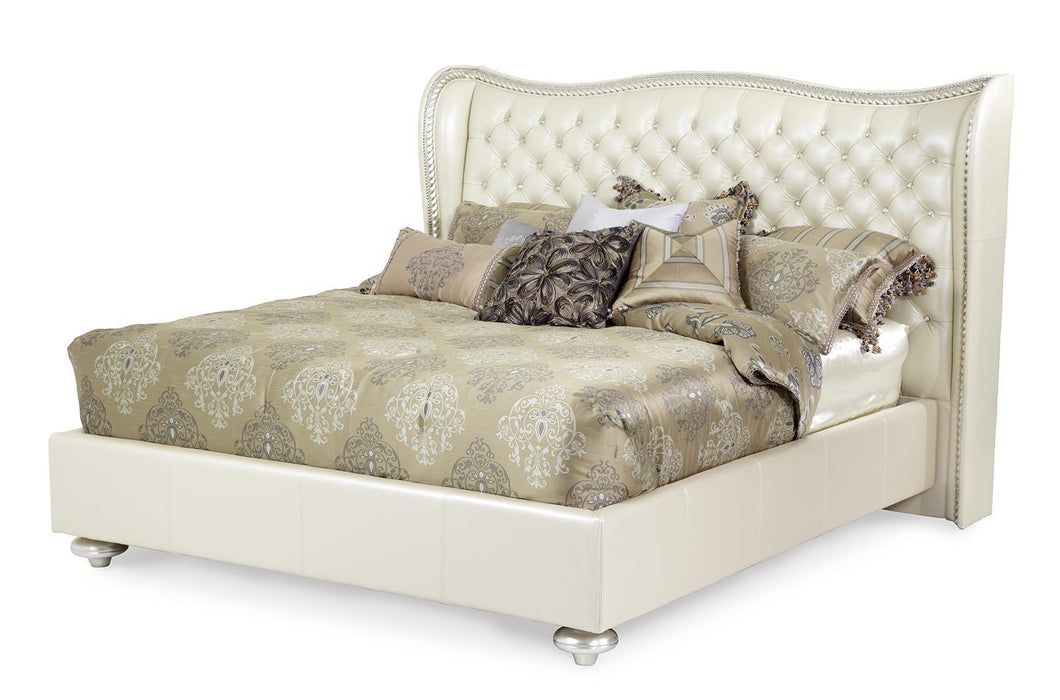 AICO Hollywood Swank King Upholstered Platform Bed in Pearl - Bargain Furniture (Detroit, MI)