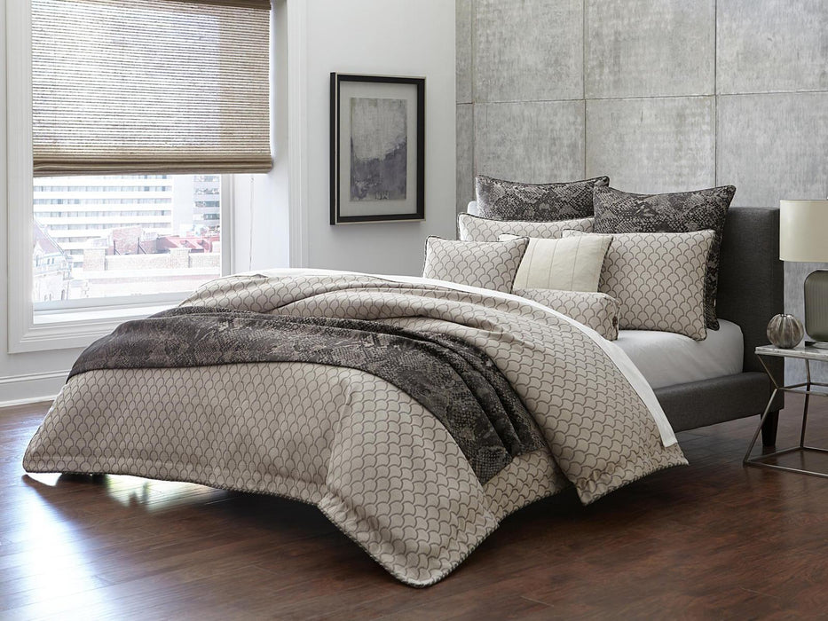 AICO Paragon 9-pc Queen Comforter Set in Taupe - Bargain Furniture (Detroit, MI)