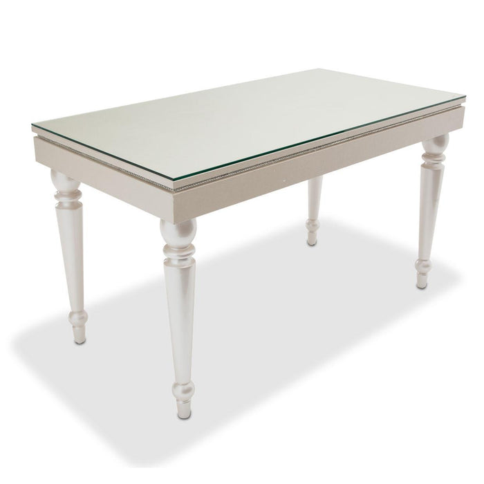 Glimmering Heights 2pc Writing Desk w/Glass Top in Ivory