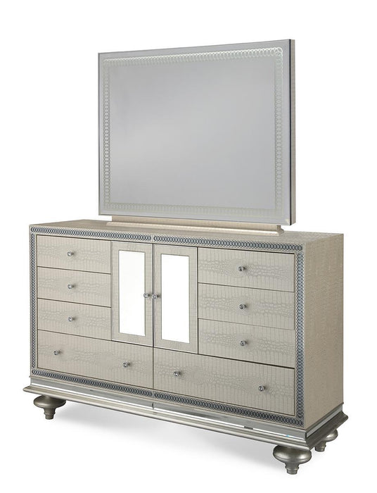 Hollywood Swank Upholstered Dresser in Crystal Croc - Bargain Furniture (Detroit, MI)