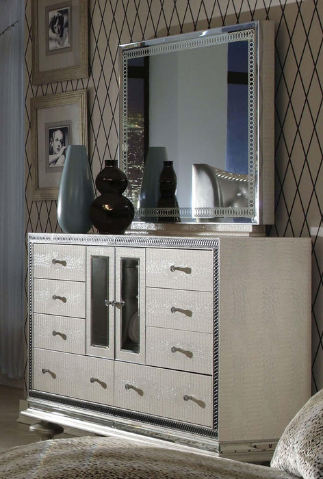 Hollywood Swank Upholstered Dresser in Crystal Croc - Bargain Furniture (Detroit, MI)