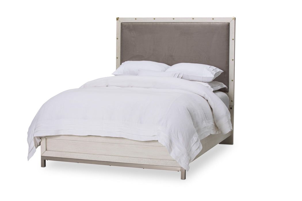 Menlo Station Queen Panel Bed w/ Fabric Insert in Eucalyptus - Bargain Furniture (Detroit, MI)