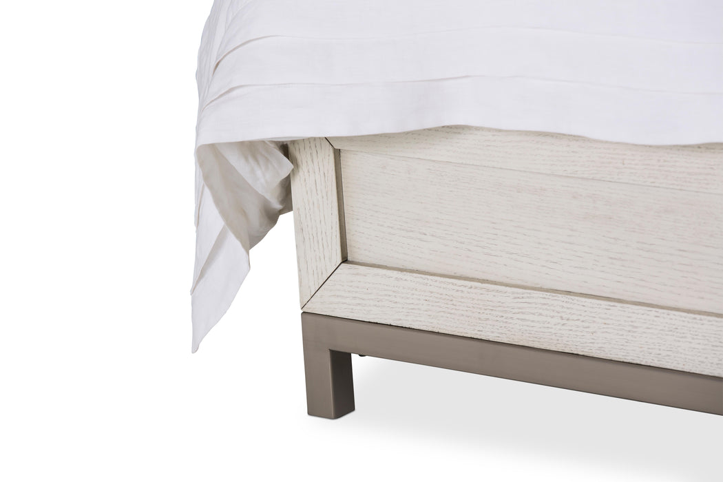 Menlo Station Queen Panel Bed w/ Fabric Insert in Eucalyptus - Bargain Furniture (Detroit, MI)