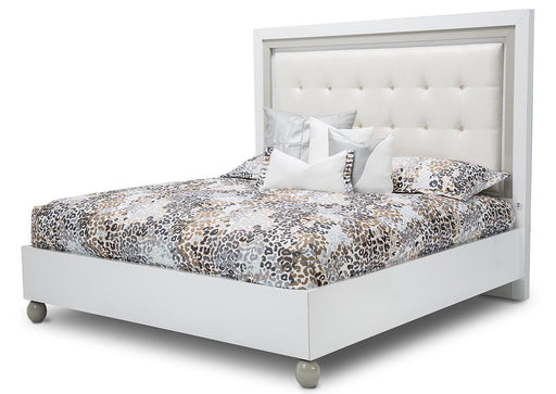 Sky Tower King Upholstered Platform Bed in White Cloud - Bargain Furniture (Detroit, MI)