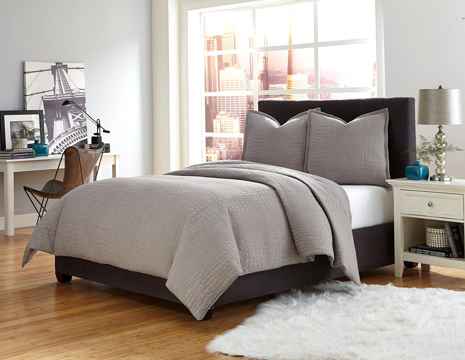 Trent 3-pc King Coverlet/Duvet Set in Gray - Bargain Furniture (Detroit, MI)