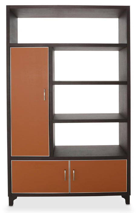 21 Cosmopolitan Left Bookcase in Umber/Orange - Bargain Furniture (Detroit, MI)