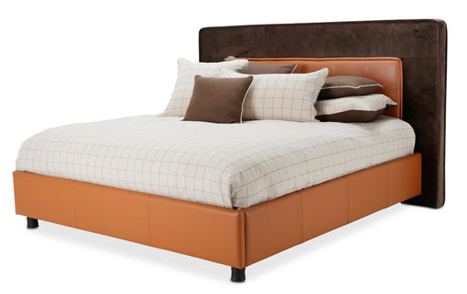 21 Cosmopolitan Queen Upholstered Tufted Bed in Orange/Umber - Bargain Furniture (Detroit, MI)