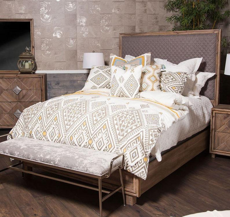Hudson Ferry California King Panel Bed in Driftwood (Gray Fabric) - Bargain Furniture (Detroit, MI)