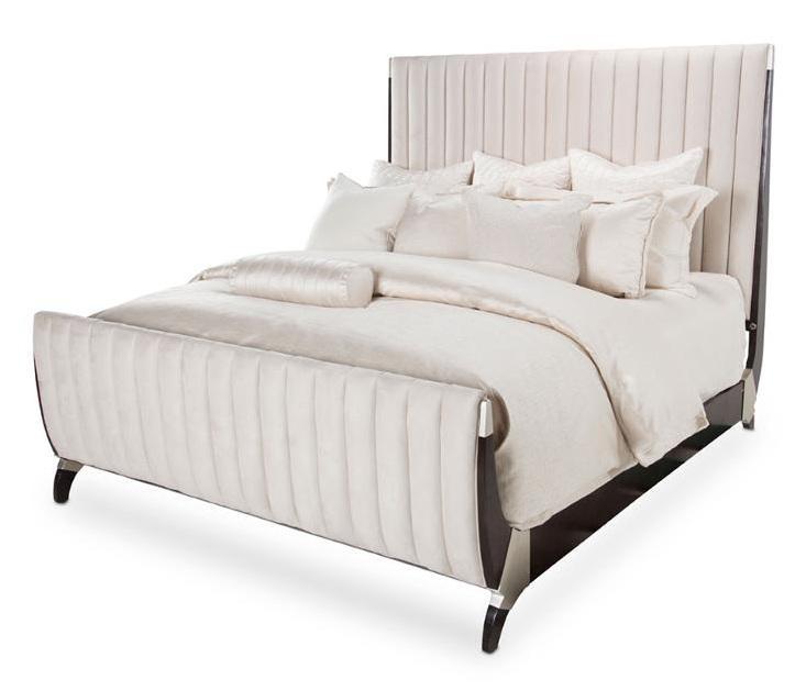Paris Chic California King Channel Tufted Sleigh Bed in Espresso - Bargain Furniture (Detroit, MI)