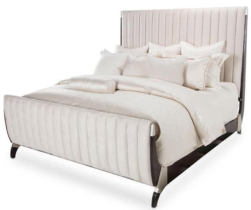 Paris Chic Queen Channel Tufted Sleigh Bed in Espresso - Bargain Furniture (Detroit, MI)