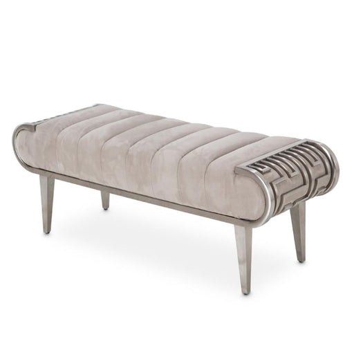 Roxbury Park Channel Tufted Bed Bench in Stainless Steel - Bargain Furniture (Detroit, MI)