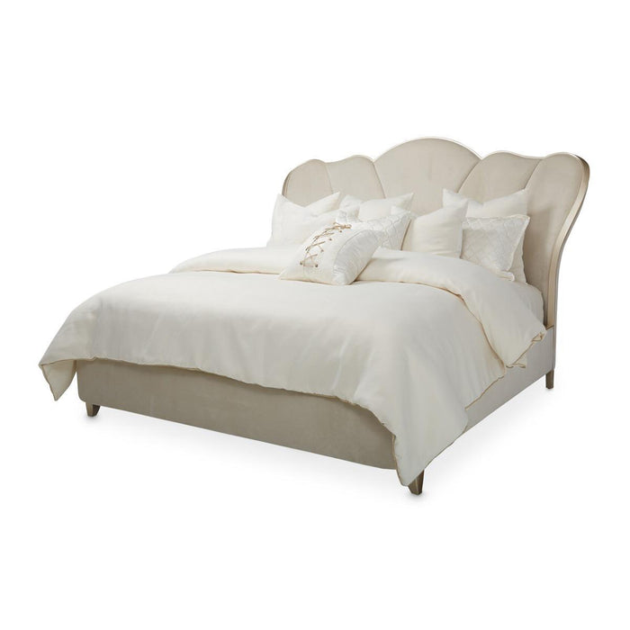 Villa Cherie Eastern King Channel Tufted Upholstered Bed in Caramel