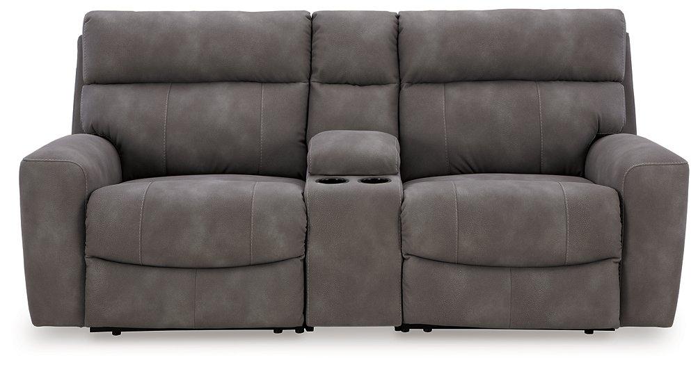Next-Gen DuraPella Power Reclining Sectional Loveseat with Console - Bargain Furniture (Detroit, MI)
