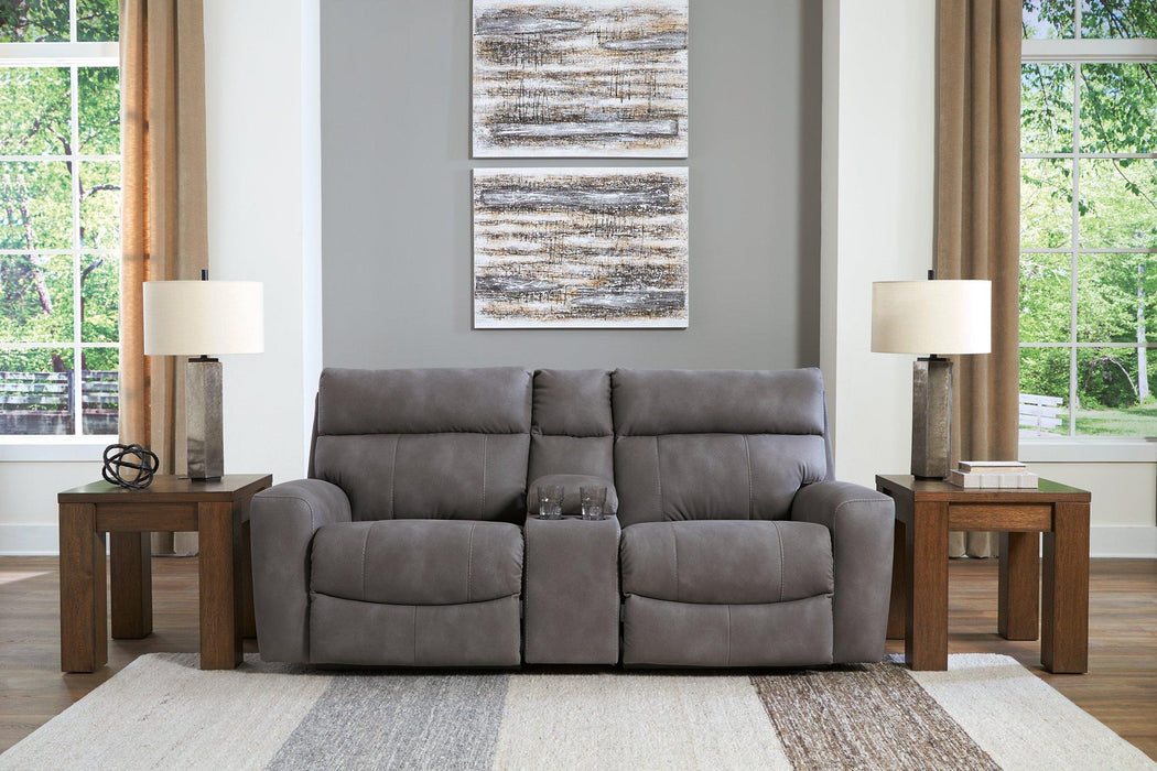Next-Gen DuraPella Power Reclining Sectional Loveseat with Console - Bargain Furniture (Detroit, MI)