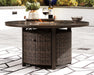 Paradise Trail Paradise Trail Fire Pit Table with 4 Nuvella Swivel Lounge Chairs - Bargain Furniture (Detroit, MI)