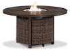 Paradise Trail Paradise Trail Fire Pit Table with 4 Nuvella Swivel Lounge Chairs - Bargain Furniture (Detroit, MI)