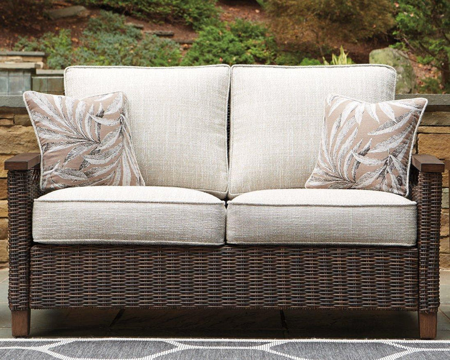 Paradise Trail Outdoor Loveseat, Lounge Chairs and Fire Pit Table - Bargain Furniture (Detroit, MI)