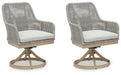 Seton Creek Outdoor Swivel Dining Chair (Set of 2) - Bargain Furniture (Detroit, MI)