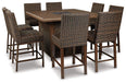 Paradise Trail Outdoor Counter Height Dining Table with 4 Barstools - Bargain Furniture (Detroit, MI)