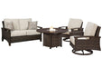 Paradise Trail Outdoor Loveseat, Lounge Chairs and Fire Pit Table - Bargain Furniture (Detroit, MI)