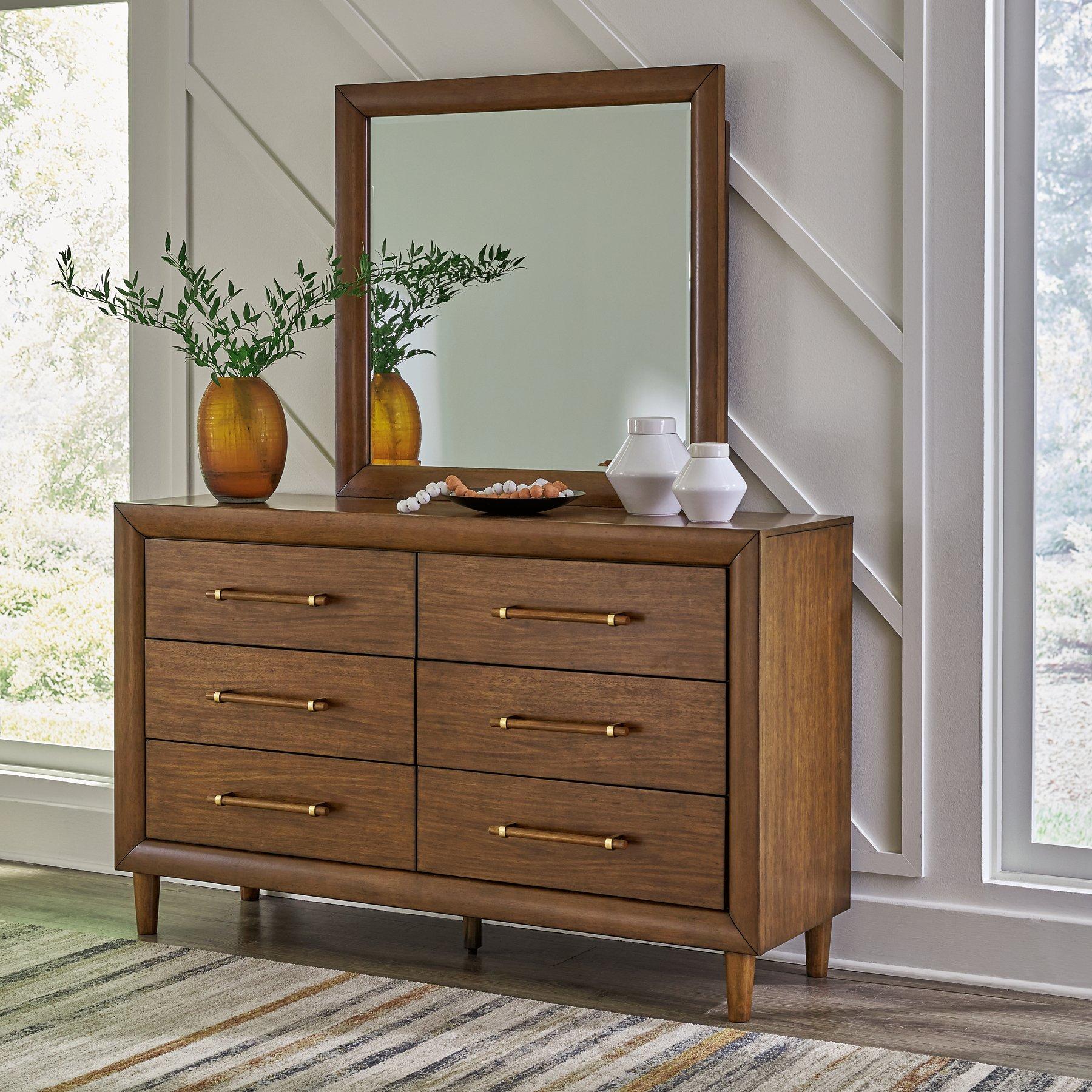 modern dresser with mirror Nova Domus Jagger Walnut & Set Upgrade your bedroom with our Walnut Veneer 6 Drawer Dresser with Built Luxurious Dresser Wood Modern Bedroom