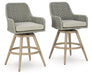Seton Creek Outdoor Bar Height Barstool with Cushion (Set of 2) - Bargain Furniture (Detroit, MI)